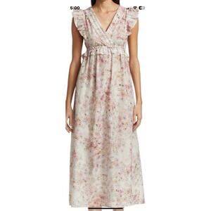 Munthe Floral Maxi Dress Silk Size 38 Small Cutout Back Pink Wedding Shower